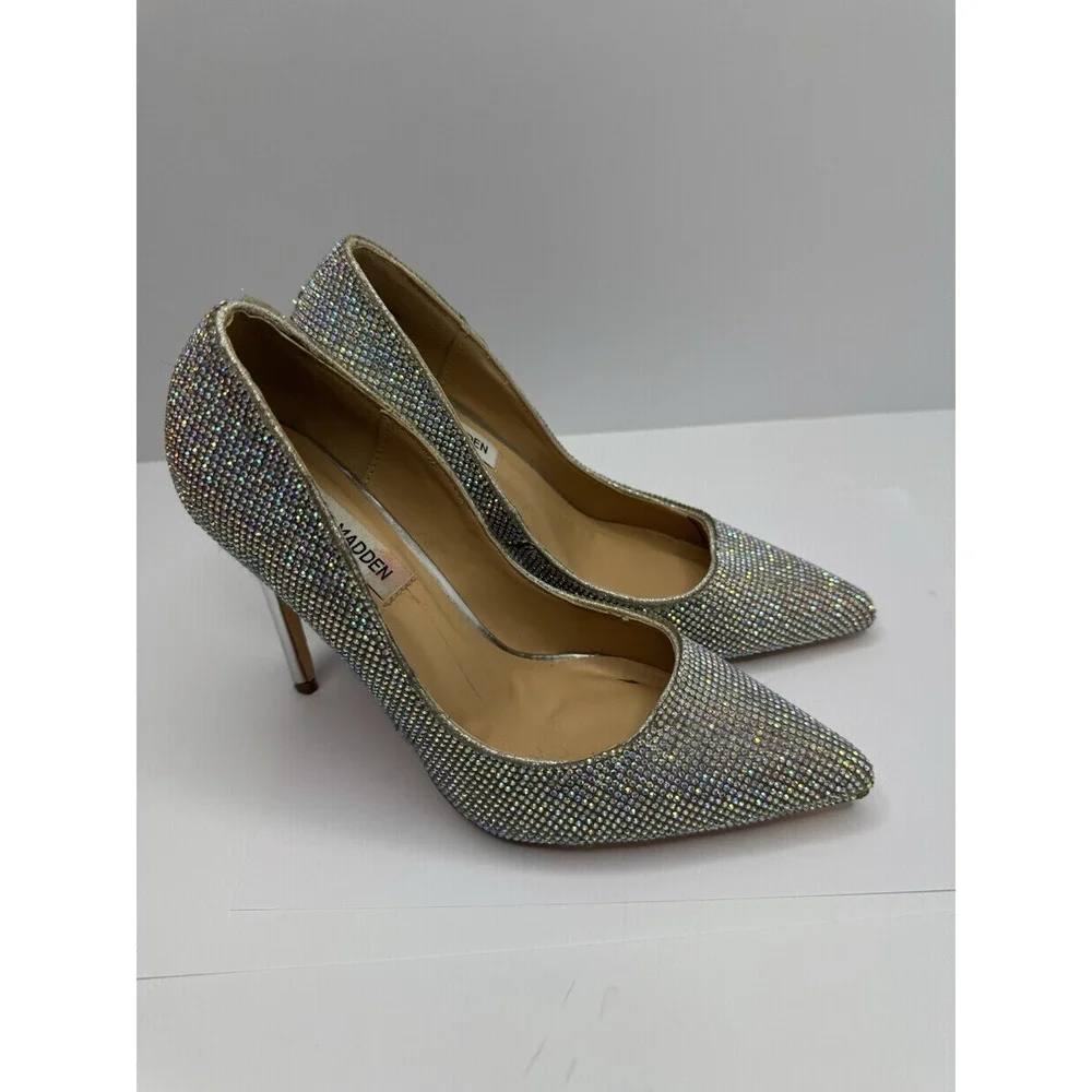 Steve Madden ALTISHA-R Embellished Rhinestone Pump Women's 6.5 Iridescent Pumps